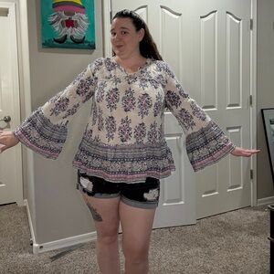 True Craft Floral Blouse in Blue and Pink